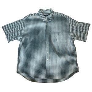 Ralph Lauren‎ Big Shirt Mens XXL Green Blue Plaid Short Sleeve Button Down Shirt